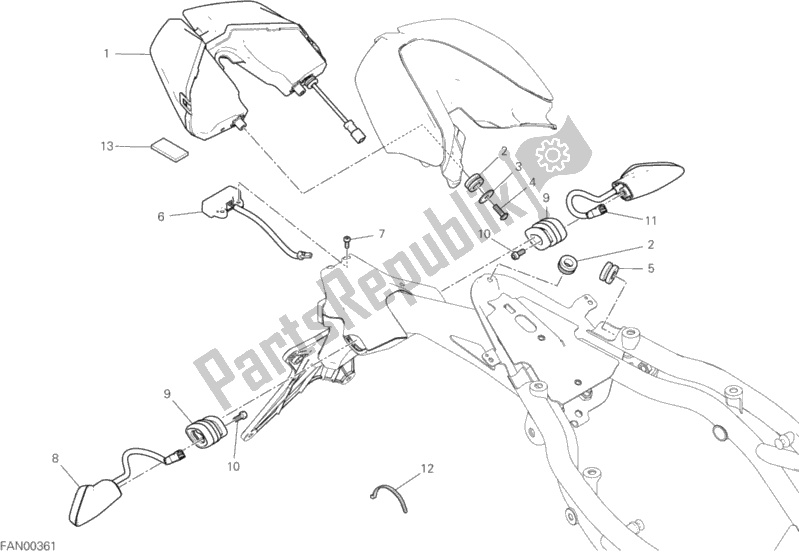 Alle onderdelen voor de Achterlicht van de Ducati Hypermotard 950 SP 2019